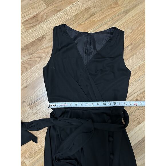 Lilli Diamond Vintage Maxi Jumpsuit Palazzo Wide Leg High Leg Slit Black Sz 10 - Picture 9 of 13